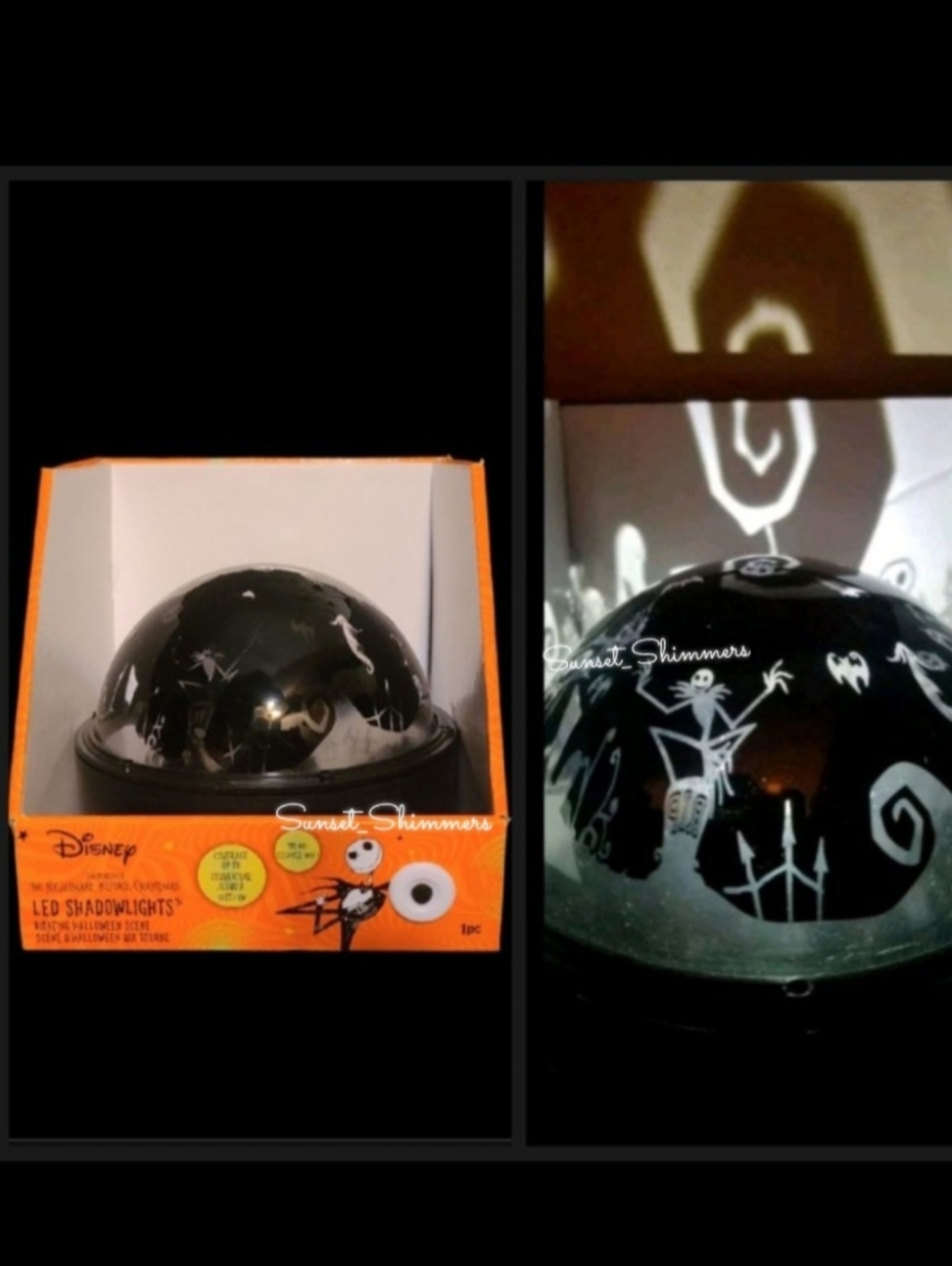 Nightmare Before Christmas Jack Sally Halloween Rotating Shadow Light Projector